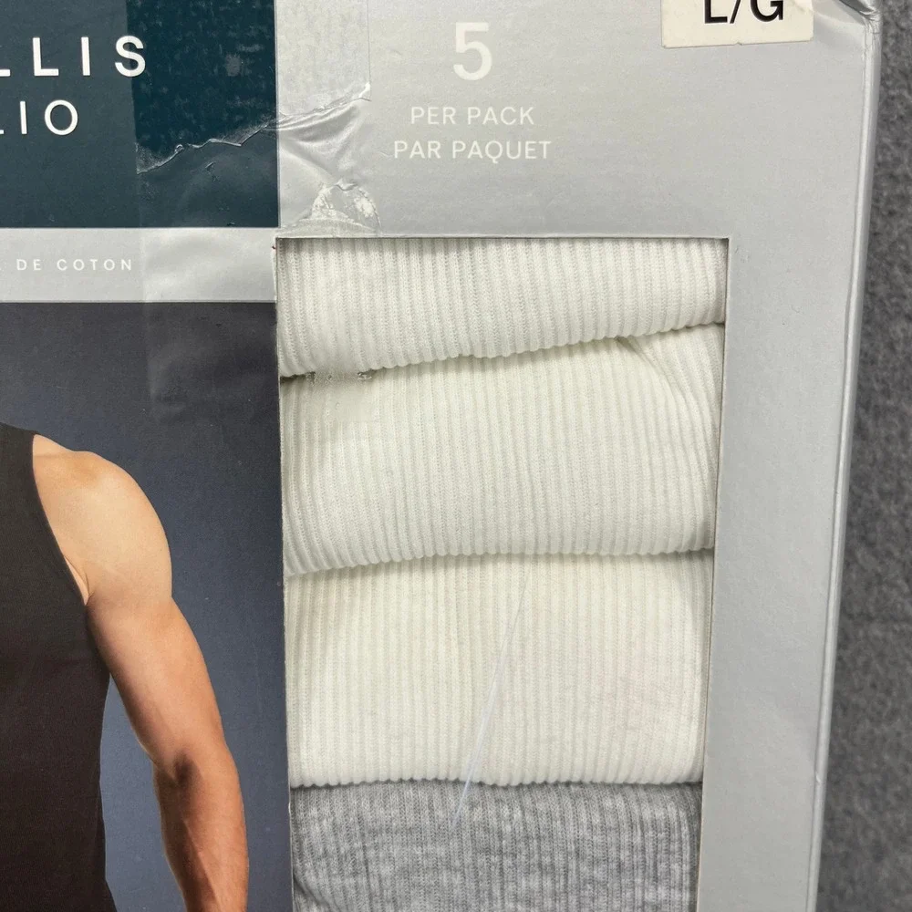 Perry Ellis Portfolio Tank Top Men Large L Multicolor 5 Pack Ribbed Cotton Blend